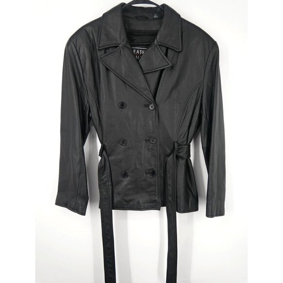 Leather Limited Jackets & Blazers - NEW Vintage‎ Leather Limited Tie Waist Jacket Black L